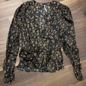 Free People silky long sleeve cheetah pattern